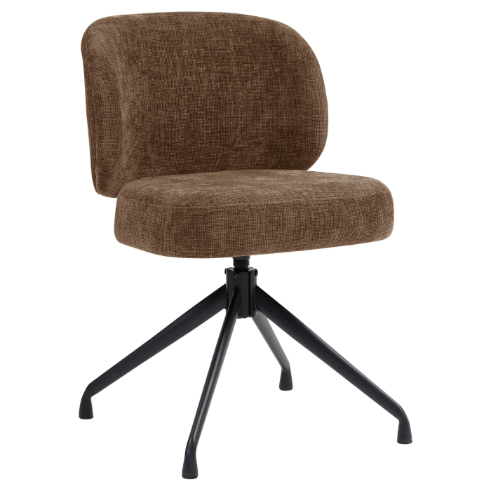 Ines | Sedia da hotel | Marrone | Tessuto/Tessuto | Base girevole