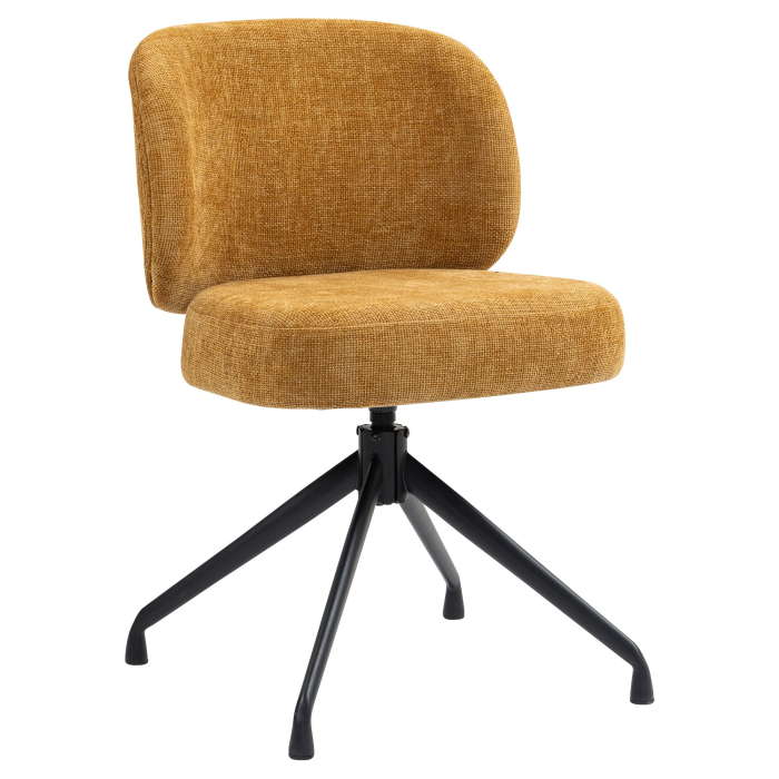 Ines | Sedia da hotel | Marrone miele | Tessuto/Tessuto | Base girevole