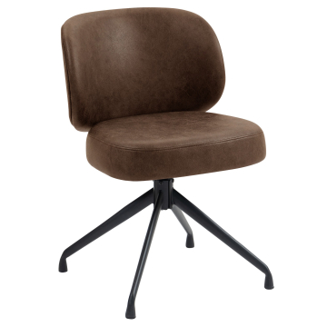 Ines | Hotellstol | Brun | Skinn | Svingbar base