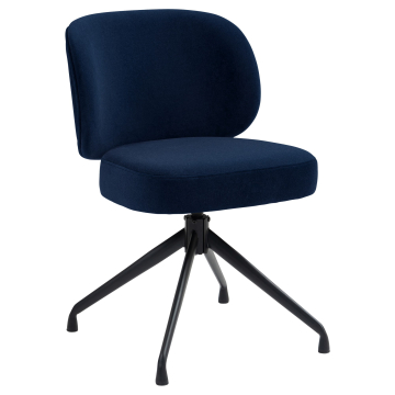 Ines | Sedia da hotel | Blu | Velluto | Base girevole