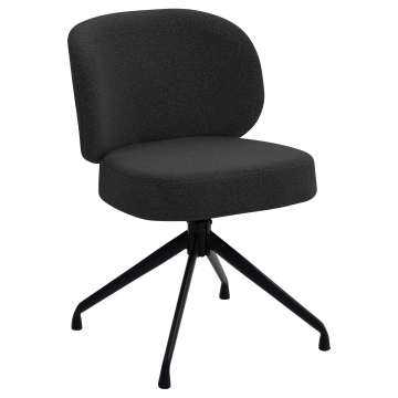 Ines | Sedia da hotel | Grigio scuro | Tessuto Teddy | Base girevole