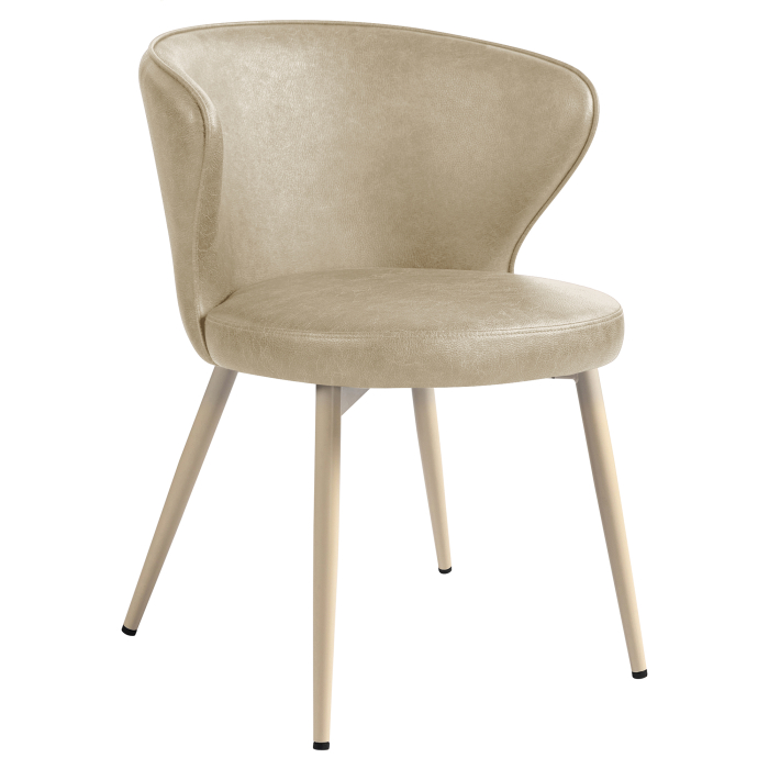 Isabella | Hotel Stuhl | Beige | Leder | Gestell Weiß