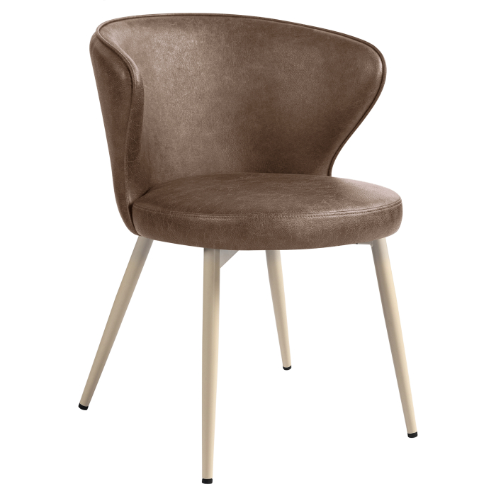 Isabella | Hotel Stuhl | Braun | Leder | Gestell Weiß