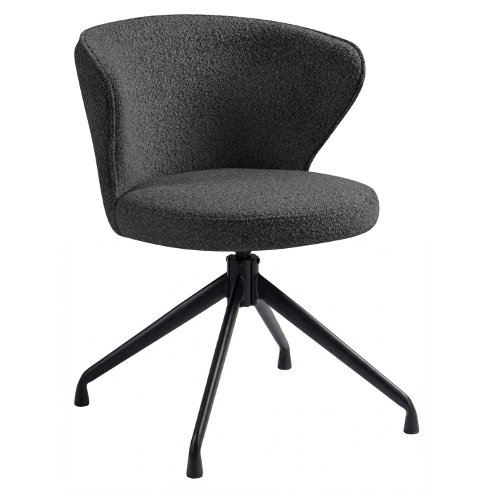 Isabella | Silla de hotel | Gris oscuro | Tela Teddy | Base giratoria