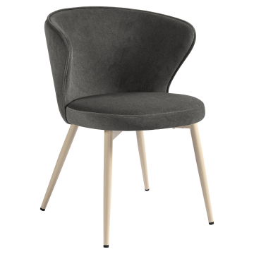 Isabella | Fauteuil d'hôtel | Gris | Velours | Structure blanche