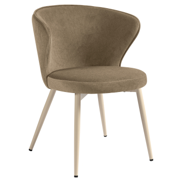 Isabella | Fauteuil d'hôtel | Taupe | Velours | Structure blanche