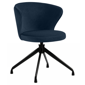 Isabella | Sedia da hotel | Blu | Velluto | Base girevole