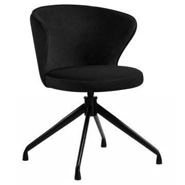 Isabella | Sedia da hotel | Nero | Velluto | Base girevole | Telaio nero