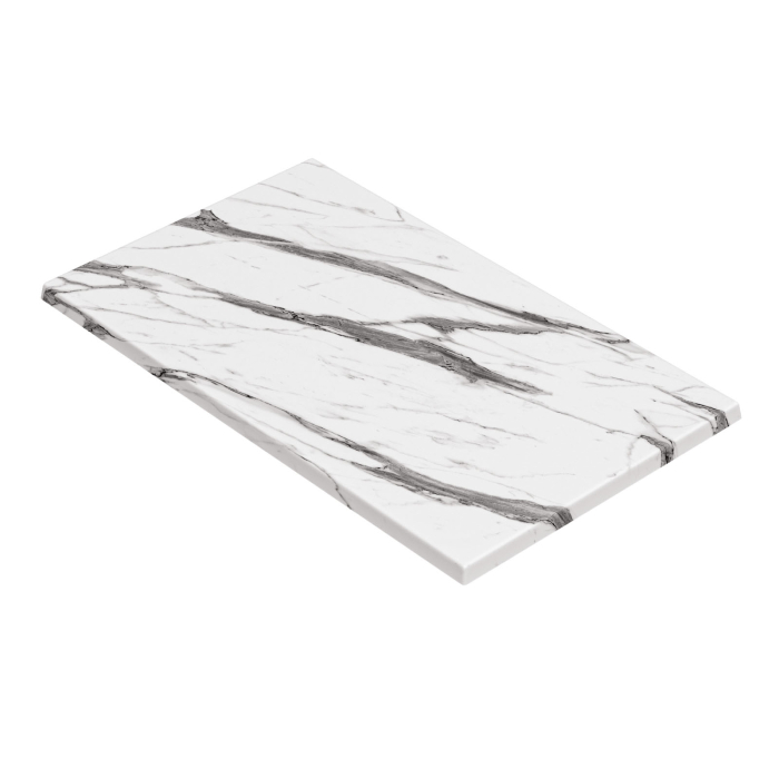 WERZA | Werzalit bordplade | B:D 120 x 70 cm | Hvid marmor | Rektangulær