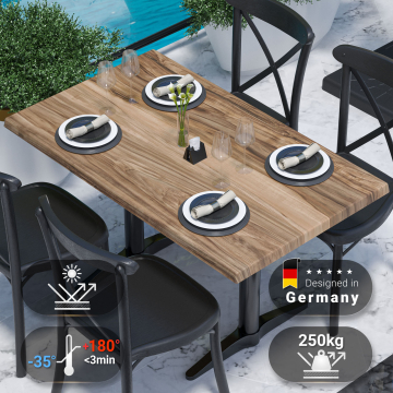 JAMAIKA | Bistro Außen Tischplatte | B:T 120 x 70 cm | Sheesham | Rechteckig