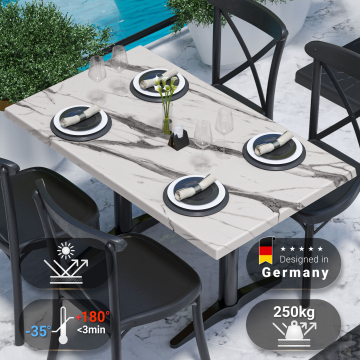 JAMAIKA | Bistro Außen Tischplatte | B:T 120 x 70 cm | Weiß Marmor | Rechteckig