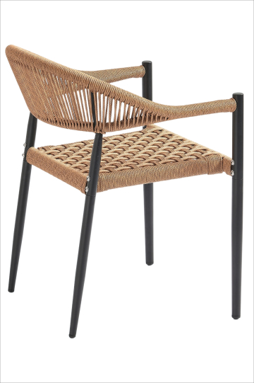JASMIN | Bistro Terrace Chair | Frame: Black | Brown