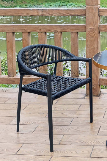 JASMIN | Bistro Terrace Chair | Frame: Black | Black