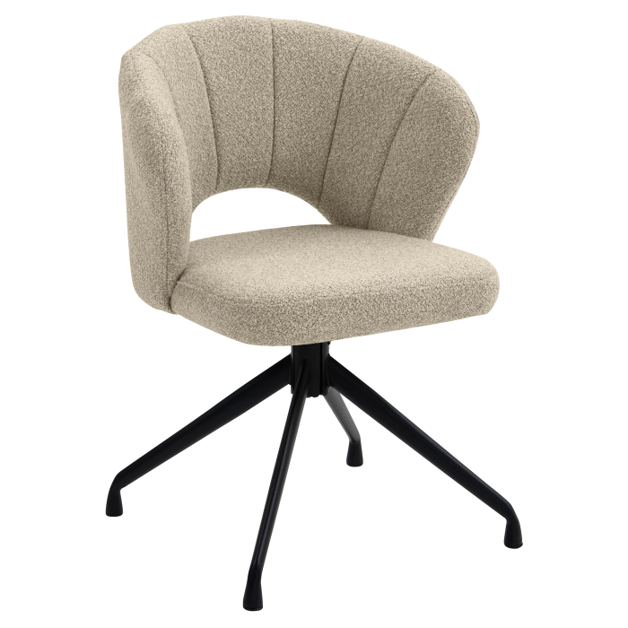 JOHANNA | Hotel Stuhl | Teddystoff | Beige | Drehfuß