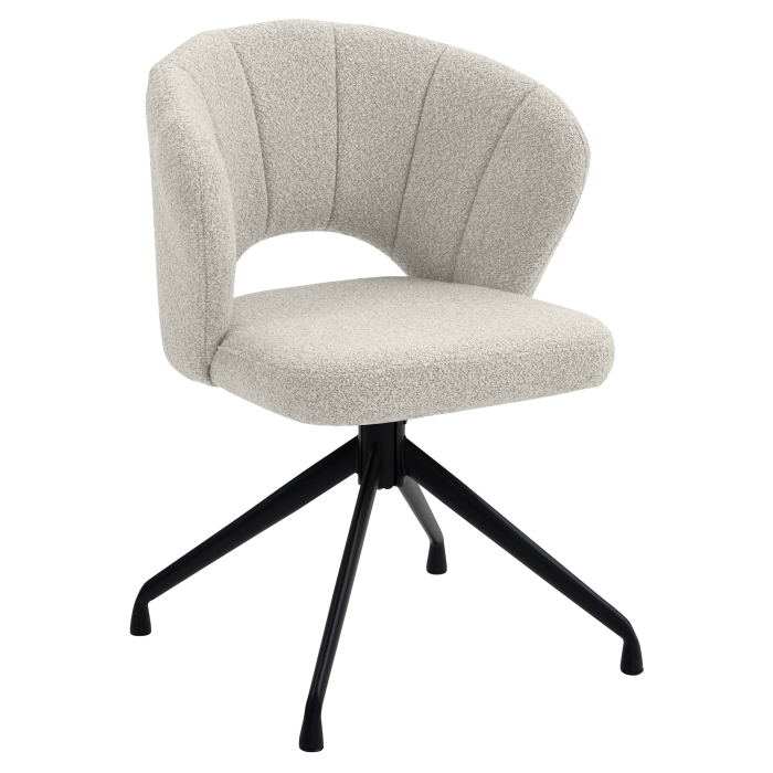 JOHANNA | Hotel Stuhl | Teddystoff | Creme | Drehfuß