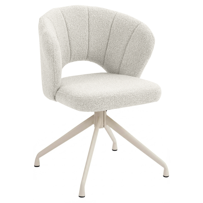 JOHANNA | Silla de hotel | Tela Teddy | Crema | Base giratoria