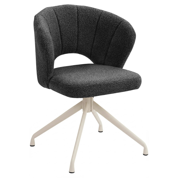 JOHANNA | Chaise d'hôtel | Tissu Teddy | Vert foncé | Piètement pivotant