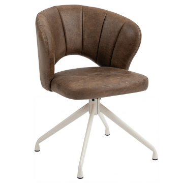 JOHANNA | Hotel Chair | Leather | Brown | Swivel Base