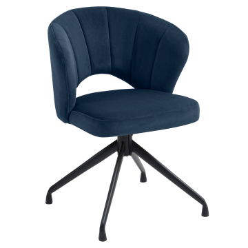 JOHANNA | Hotel Stuhl | Samt | Blau | Drehfuß