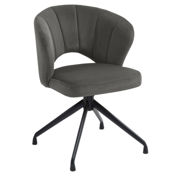 JOHANNA | Hotel Stuhl | Samt | Grau | Drehfuß