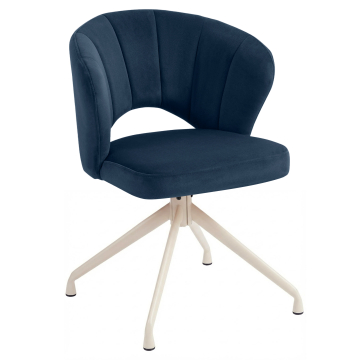 JOHANNA | Hotelstoel | Fluweel | Blauw | Draaivoet