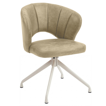 JOHANNA | Hotelstoel | Leer | Beige | Draaivoet