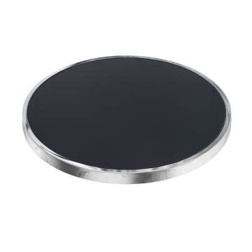 JT | Gastro Glas Tischplatte | Ø 70 cm | Schwarz | Chrom Rand | Rund