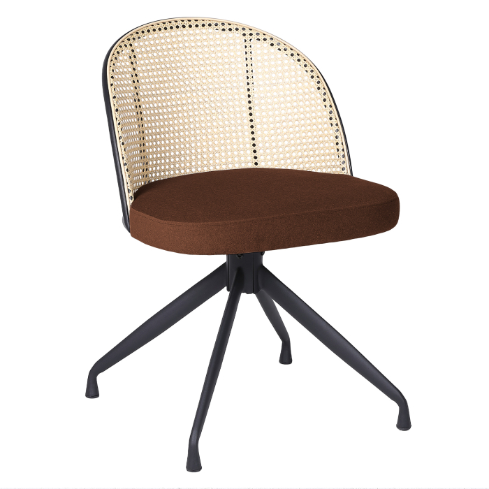 Jules | Bistro Stuhl | Rot Bronze | Samt | Rattan Eiche | Drehfuß