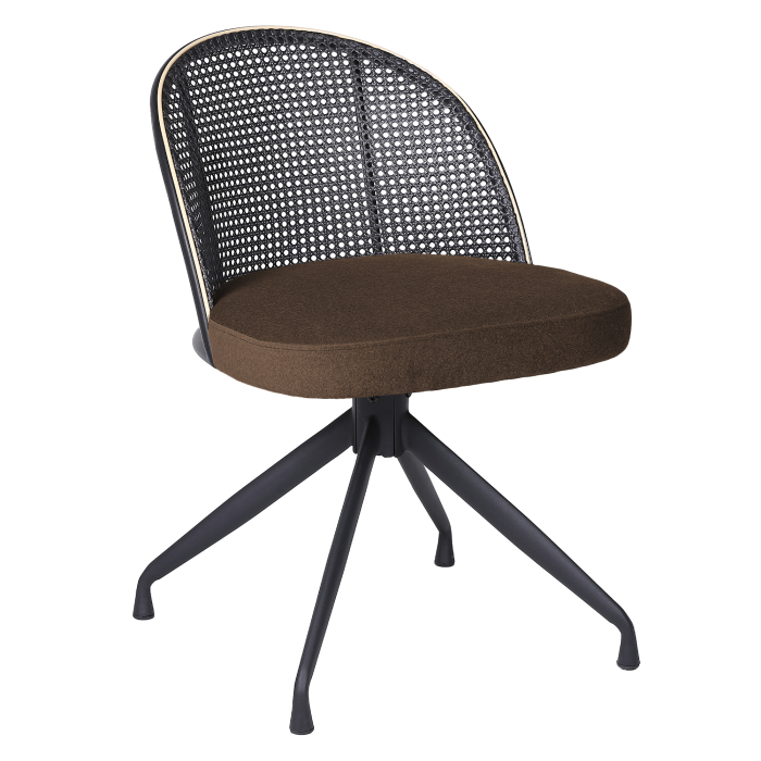 Jules | Bistro Chair | Brown | Velvet | Black Rattan | Swivel Base