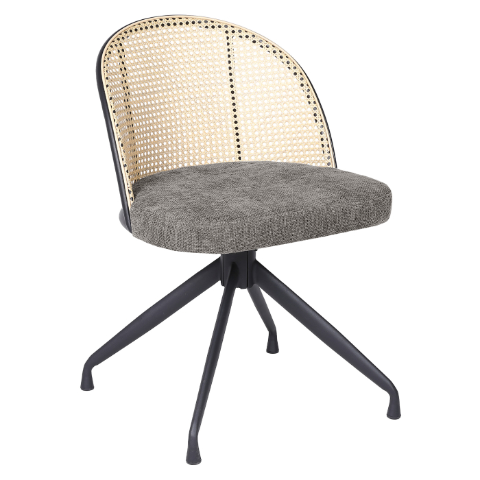 Jules | Bistro stol | Grå | Stof/Textil | Rattan Eg | Drejefod