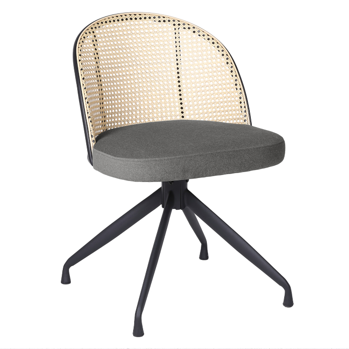 Jules | Bistro Chair | Gray | Velvet | Rattan Oak | Swivel Base