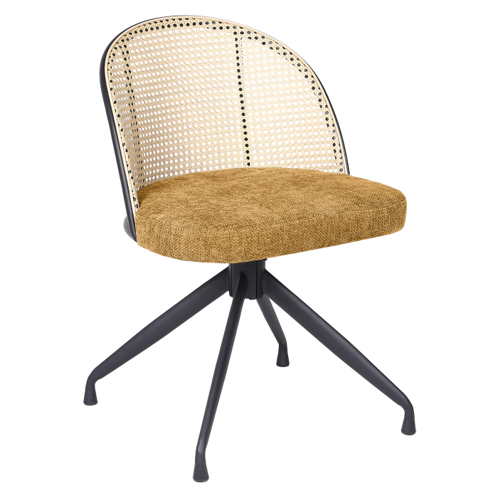 Jules | Bistro Chair | Honey Brown | Fabric/Textile | Rattan Oak | Swivel Base