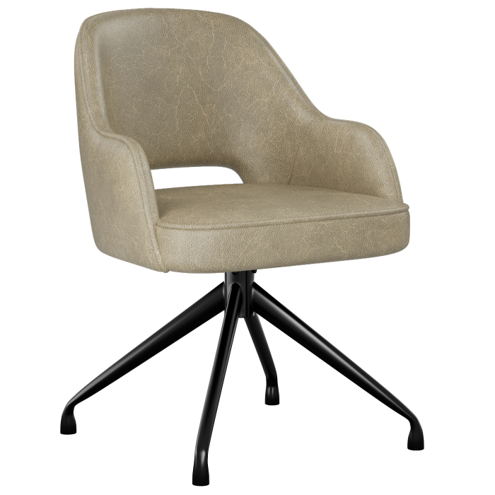 Julia | Hôtel Stuhl | Beige | Cuir | Pied pivotant