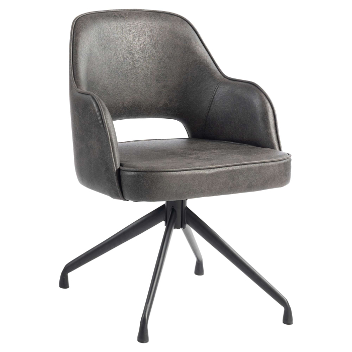 Julia | Hotel Chair | Black | Leather | Swivel Base