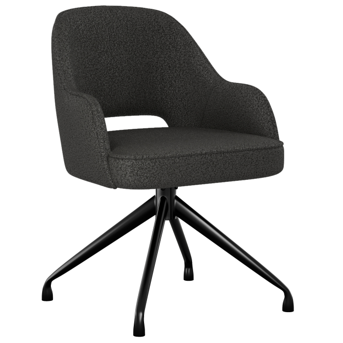 Julia | Hotel Chair | Dark Grey | Teddy Fabric | Swivel Base