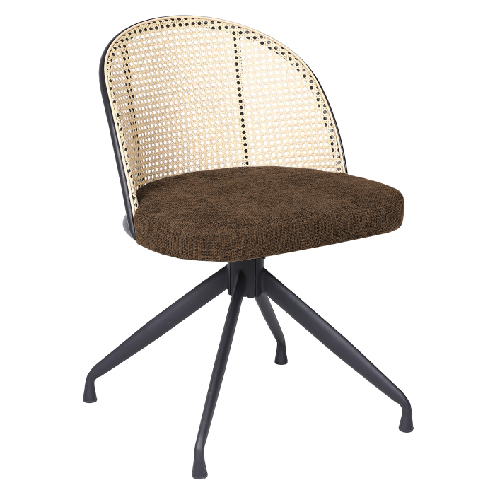 Jules | Sedia Bistro | Marrone | Tessuto/Textile | Rattan Rovere | Girevole