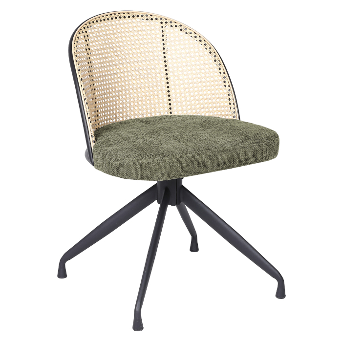 Jules | Chaise de bistro | Vert | Tissu / Textil | Rotin Chêne | Rotation