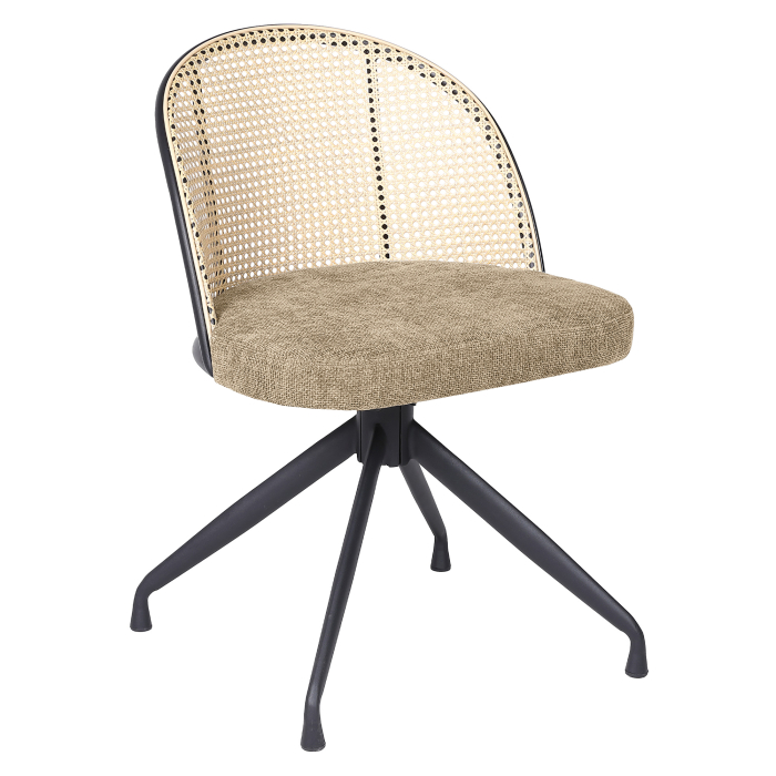 Jules | Chaise de bistrot | Taupe | Tissu/Textile | Rotin chêne | Pied pivotant