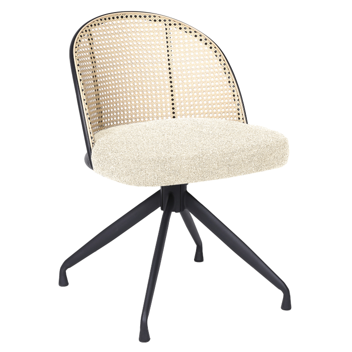 Jules | Bistro Stoel | Beige | Teddystof | Riet Eik | Draaisteun