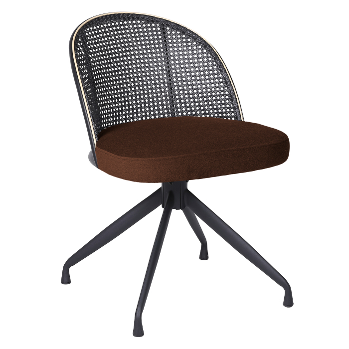 Jules | Bistro Chair | Red Bronze | Velvet | Black Rattan | Swivel Base
