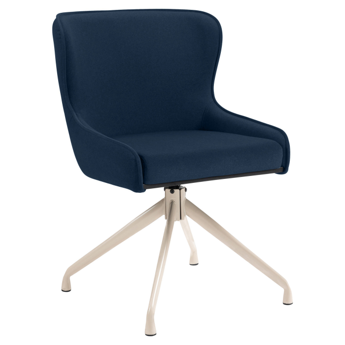 JULIUS | Hotel Stuhl | Samt | Blau | Gestell: Weiß | Drehfunktion