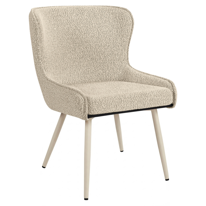 JULIUS | Fauteuil d'hôtel | Tissu Teddy | Beige | Structure : Blanc