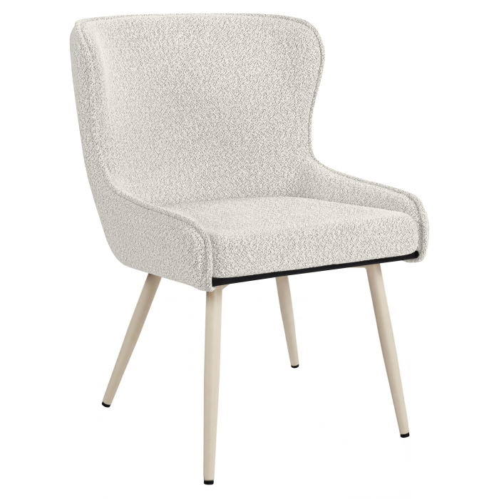 JULIUS | Hotelstoel | Teddystof | Crème | Frame: Wit