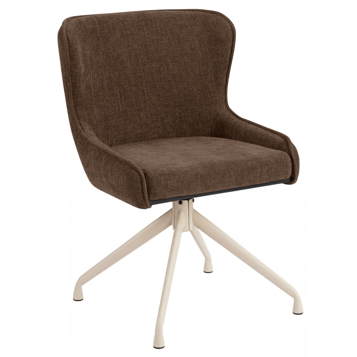 JULIUS | Hotel Stuhl | Textil/Stoff | Braun | Gestell: Weiß | Drehfunktion