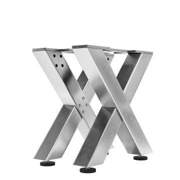 JUANA | Gambe a croce per tavoli | Acciaio inox | Piedi: 8x8cm | L40xH43cm