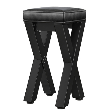 JUANA | Gastro Bartstoel | B:H 40 x 81cm | Zwart/ Antraciet | Leren zitting: Zwart | zonder leuningen