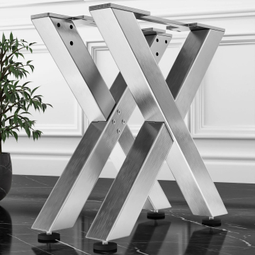 JUANA | Table patins | Acier inoxydable | Pieds : 6x6cm | L58xH73cm
