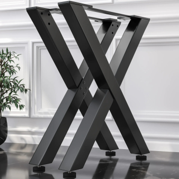 JUANA | X Bar Tafelpoten | Zwart | Voeten: 6x6cm | B58xH105cm