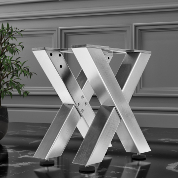 JUANA | X Shaped Bench Legs | Stainless steel | Feet: 6x6cm | W40xH43cm