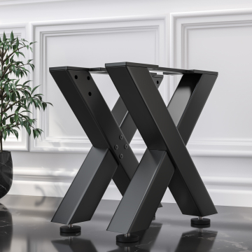 JUANA | X Shaped Table Legs | Black | Feet: 6x6cm | W40xH43cm